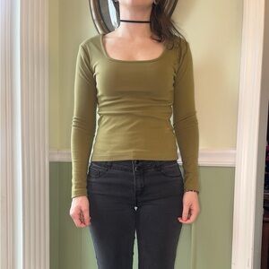SHEIN fleece long sleeve green top